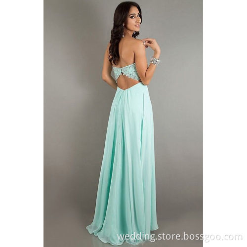 Sweetheart Long Chiffon Beading A-line Style Prom Dresses Evening Dresses